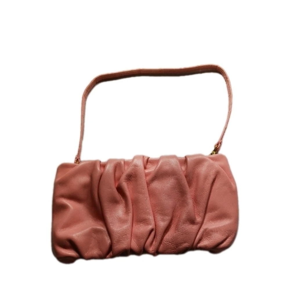 STAUD Ruched Bean Convertible Shoulder Clutch Bag Grapefruit Pink NEW - Picture 5 of 12